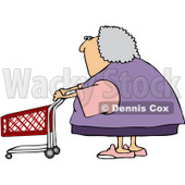 Clipart Senior Woman Pushing A Shopping Cart - Royalty Free Vector Illustration © djart #1078200