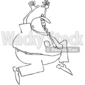 Clipart Outlined Crazy Businessman Running And Screaming - Royalty Free Vector Illustration © djart #1078207