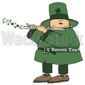 Happy Leprechaun Playing a Four Leaf Clover Flute on St Paddy's Day Clipart © djart #10789