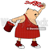 Cupid Spreading Love, Throwing Hearts Into the Air Clipart Illustration © djart #10793