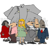 Clipart Group Of People Ignoring The Elephant In The Room 2 - Royalty Free Illustration © djart #1080343