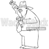 Clipart Outlined Man Waving His Fist In The Air - Royalty Free Vector Illustration © djart #1081753