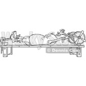 Clipart Outlined Man Stretched Out On A Rack - Royalty Free Vector Illustration © djart #1081755