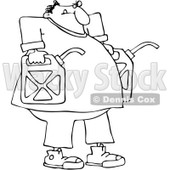 Clipart Outlined Man Carrying Two Gas Cans - Royalty Free Vector Illustration © djart #1082185