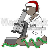 Clipart BrownChristmas C Elegans Roundworm With A Santa Hat And Holly Wreath And Microscope - Royalty Free Illustration  © djart #1082253