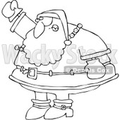 Clipart Outlined Santa Waving His Fist In The Air - Royalty Free Vector Illustration © djart #1084441