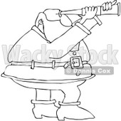 Clipart Outlined Santa Viewing Through A Scope - Royalty Free Vector Illustration © djart #1084847