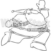 Clipart Outlined Santa Running - Royalty Free Vector Illustration © djart #1086601