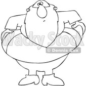 Clipart Outlined Santa With A Life Buoy - Royalty Free Vector Illustration © djart #1086603