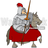 Clipart Jousting Knight Holding His Lance On His Horse - Royalty Free Vector Illustration © djart #1088031
