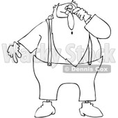Clipart Outlined Surprised Santa Looking Over His Glasses - Royalty Free Vector Illustration © djart #1088036