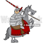 Clipart Medieval Jousting Knight Holding A Lance On A Rearing Horse - Royalty Free Vector Illustration © djart #1088323