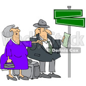 Clipart Lost Couple Holding Directions Under Street Signs - Royalty Free Vector Illustration © djart #1089370