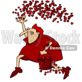 Clipart Cupid Running With A Bucket Of Hearts And Tossing Them In The Air - Royalty Free Vector Illustration © djart #1089376