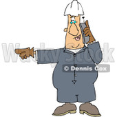 Clipart Worker Pointing Left And Talking On A Cell Phone - Royalty Free Vector Illustration © djart #1091977