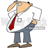 Clipart Frustrated Businessman Trying To Pull His Pants Up Over His Belly - Royalty Free Vector Illustration © djart #1093121