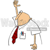Clipart Chubby Businessman Raising His Hand To Ask A Question - Royalty Free Vector Illustration © djart #1093122