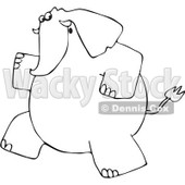 Clipart Outlined Elephant Running Upright - Royalty Free Vector Illustration © djart #1098352
