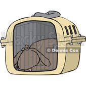 Clipart Tired Dog Drugged Up In A Pet Carrier - Royalty Free Vector Illustration © djart #1100030