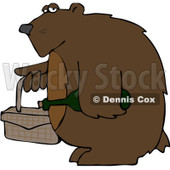 Clipart Bear Carrying A Picnic Basket And Wine - Royalty Free Vector Illustration © djart #1103613