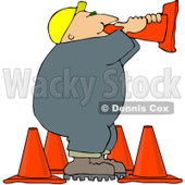 Clipart Road Construction Worker Talking Through A Cone - Royalty Free Vector Illustration © djart #1104675