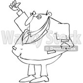 Clipart Outlined Mad Businessman Shaking His Fist In The Air - Royalty Free Vector Illustration © djart #1105048