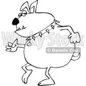 Clipart Outlined Bulldog Walking Upright - Royalty Free Vector Illustration © djart #1108688