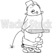 Clipart Outlined Boy Looking Back And Peeing - Royalty Free Vector Illustration © djart #1108870