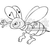 Clipart Outlined Happy Honey Bee Grinning And Flying - Royalty Free Vector Illustration © djart #1109308