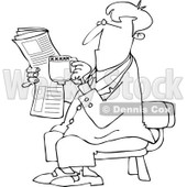 Clipart Outlined Cartoon Businessman Sitting With Coffee And A Newspaper - Royalty Free Vector Illustration © djart #1109828