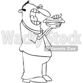 Clipart Outlined Cartoon Man Eating A Hot Dog - Royalty Free Vector Illustration © djart #1110166