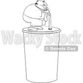 Clipart Outlined Chubby Man Drinking From A Straw On A Giant Fountain Soda - Royalty Free Vector Illustration © djart #1110846