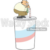 Clipart Chubby Man Drinking From A Straw On A Giant Fountain Soda - Royalty Free Vector Illustration © djart #1110850