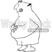 Clipart Outlined Chubby Man Holding His Tunny And Butt And Trying To Hold In A Bowel Movement - Royalty Free Vector Illustration © djart #1111581