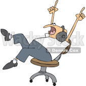 Clipart Chubby Man Rocking Out To Music Wearing Headaphones And Rolling In A Chair - Royalty Free Vector Illustration © djart #1111585