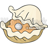 Clipart Pearl In An Open Oyster - Royalty Free Vector Illustration © djart #1111985