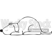 Clipart Outlined Dog Resting - Royalty Free Vector Illustration © djart #1112782