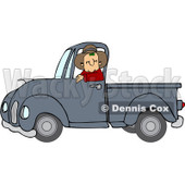 Clipart Cowboy Driving A Blue Pickup Truck - Royalty Free Vector Illustration © djart #1112784
