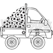 Clipart Outlined Kei Truck With Soccer Balls - Royalty Free Vector Illustration © djart #1114219
