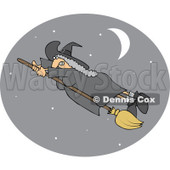 Clipart Flying Witch Holding Onto Her Fast Broom In A Night Sky- Royalty Free Vector Illustration © djart #1114952