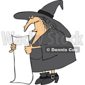 Clipart Bad Witch Reading A Long List Of Spell Ingredients - Royalty Free Vector Illustration © djart #1115467