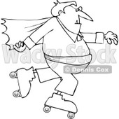 Clipart Outlined Halloween Vampire Roller Skating - Royalty Free Vector Illustration © djart #1116089