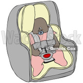 Cartoon Of An African American Baby Girl In A Car Seat - Royalty Free Clipart © djart #1119535