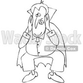 Cartoon Of An Outlined Halloween Vampire Covering His Ears - Royalty Free Vector Clipart © djart #1121972