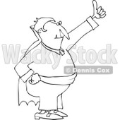 Cartoon Of An Outlined Halloween Vampire Hitch Hiking - Royalty Free Vector Clipart © djart #1121973