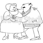 Cartoon Of An Outlined Chubby Old Couple Dancing - Royalty Free Vector Clipart © djart #1121976