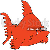 Cartoon Of A Grumpy Orange Fish - Royalty Free Vector Clipart © djart #1121981