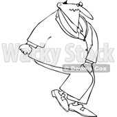 Cartoon Of An Outlined Businessman Needing To Use The Restroom - Royalty Free Vector Clipart © djart #1123795