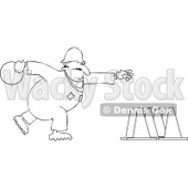 Cartoon Of An Outlined Worker Bowling For Construction Cones - Royalty Free Vector Clipart © djart #1126030