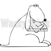 Cartoon Of An Outlined Stubborn Dog With Folded Arms - Royalty Free Vector Clipart © djart #1126789